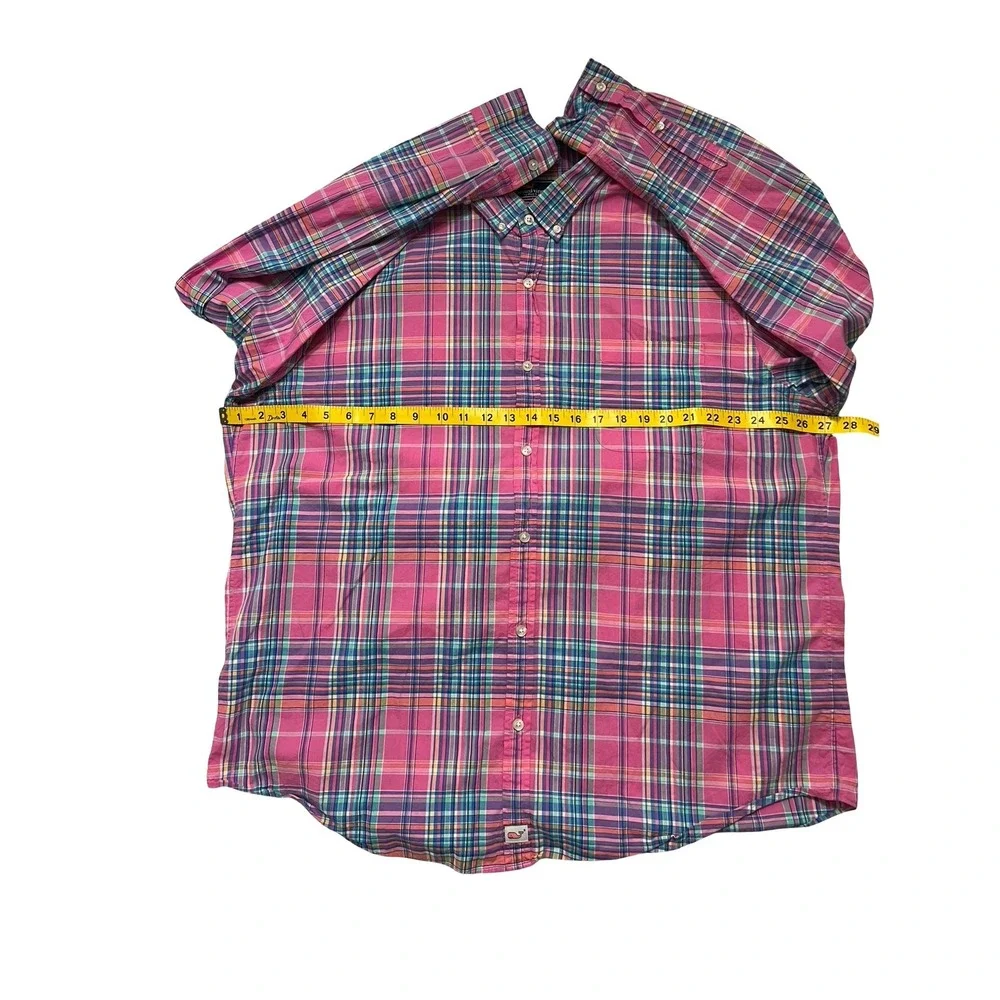 Vineyard Vines Mens XXL Slim Fit Murray Shirt Pink Blue Plaid Cotton 1W1997